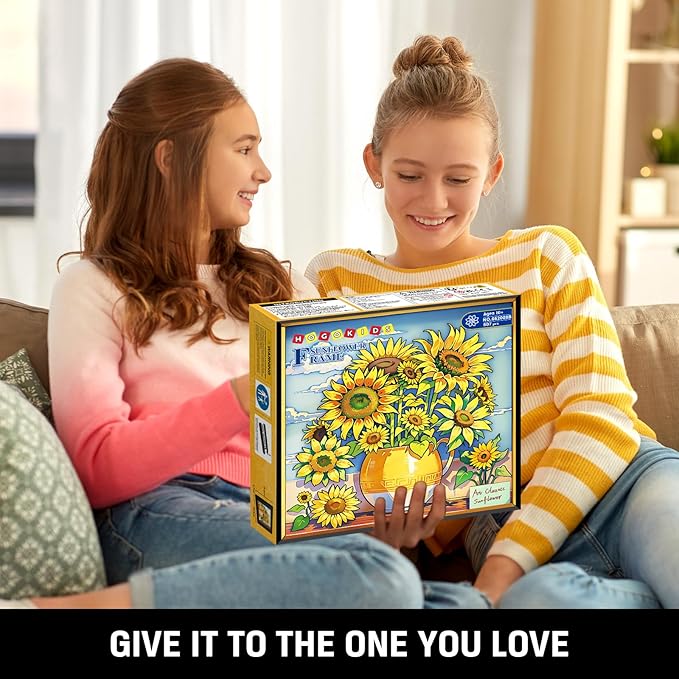 HOGOKIDS Flowers Sunflower Building Set with Lights - 807PCS Painting Frame Artwork Botanical Collection Mini Building Blocks for Home Dcor Wall Art Architecture Set Easter Gift for Adults Teens