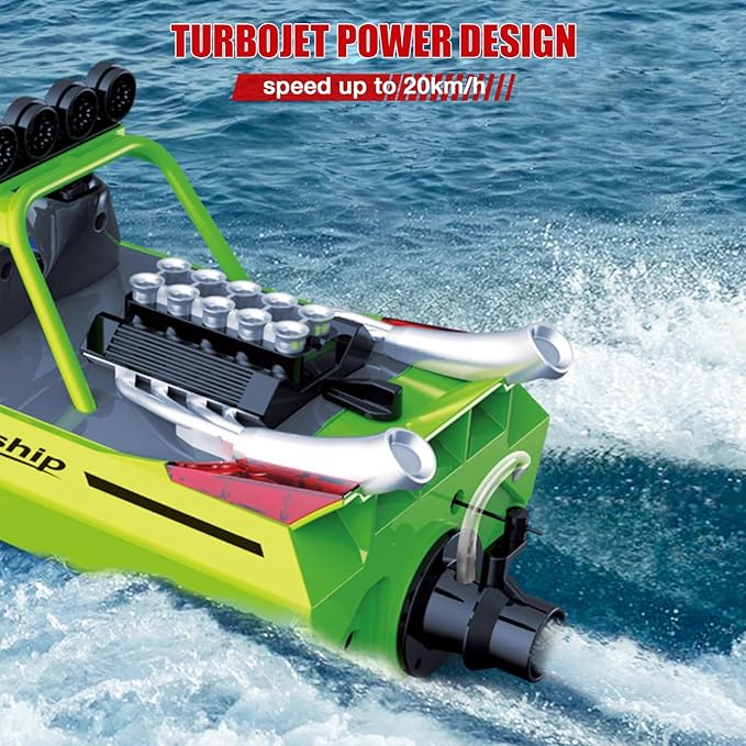 RC Boat W/ 2.4GHz Remote Control 2 Rechargeable Batteries &amp LED Lights for Pool Lakes Water High Speed RC Sport Jet Boat RTR for Adults Gifts Toys (Red)