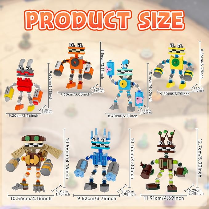 7-in-1 Singing Monsters Building Blocks 7 Packs My Music Game Monster Friends Building Set Game Action Figure Building Toys for Boys and Girls Adults 639 PCS