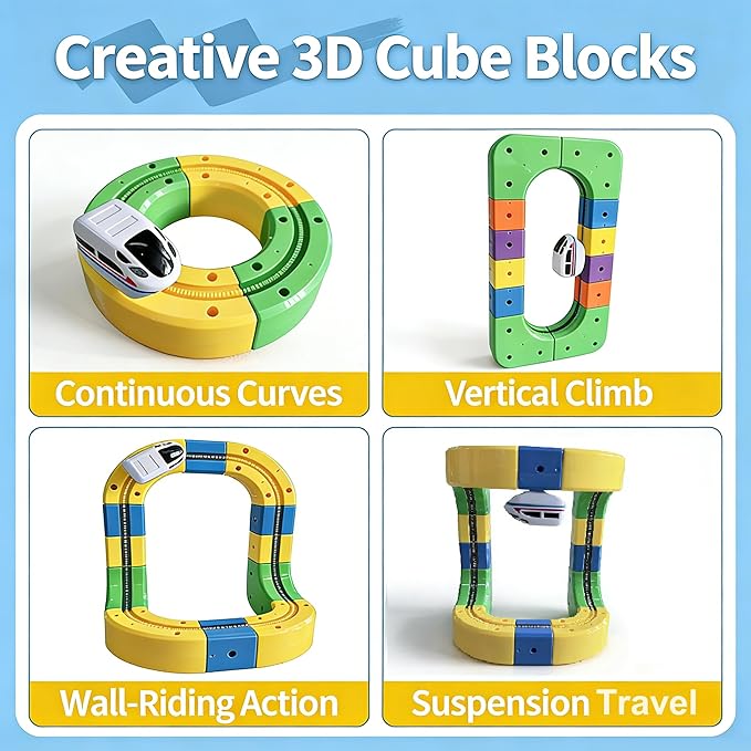Electric Train Set 3D Magic Flexible Race Tracks for Kids Ages 3 4 5 6 7 8 51PCS Anti Gravity Race Track with Car STEM Educational Building Toy Boys Girls Birthday Christmas