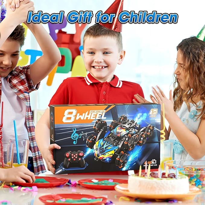 8WD Gesture Sensing Road Stunt Car Remote Control Cars with LED Light Music and Spray Drift RC Car Toys Gifts for 6-12 Years Old Boys Girls