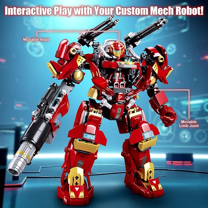 Mech Robot Building Sets Easter 588 PCS Transforming Mecha Action Figure Model Creative Build Display Gift Christmas Birthday Ages 14+
