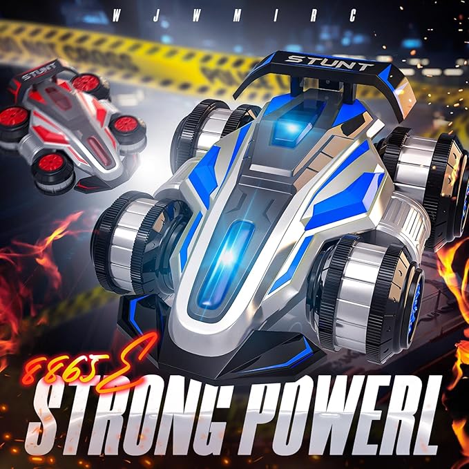 1:14 Drift Remote Control Car 2.4GHz 4WD RC Cars Rotating 360 Degrees Vehicle Toys with Lights Music Upright Walking Four-Wheeled Rollover Stunt Car Gifts for Boys Girls 6-12 Year（Red）
