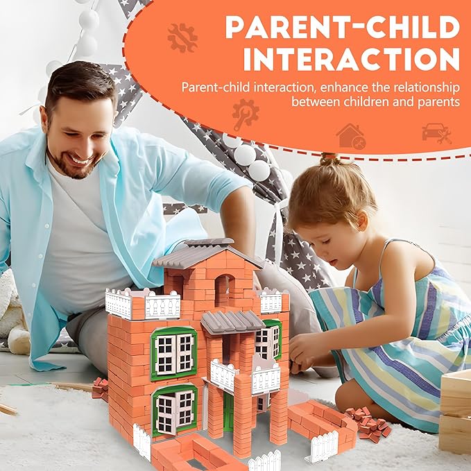 Brick and Mortar Construction Set - Perfect Building Blocks for Kids Ages 6 and Up a DIY Versatile Building Set and STEM Building Toy Ideal for Birthday