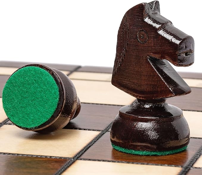 Husaria European International Chess Wooden Game Set King's Classic - 18-Inch Large Size Chess Set - Folding Board with Felt Bottom Chessmen
