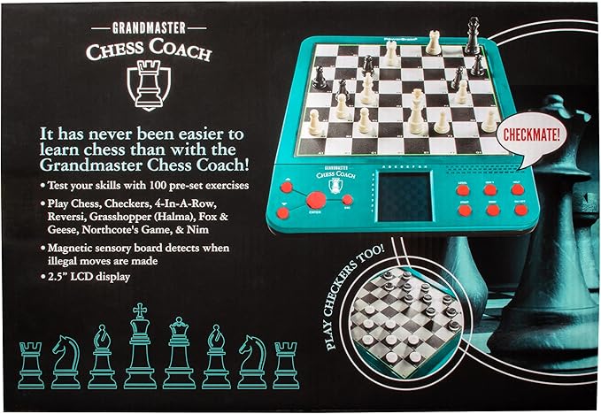 Electronic Chess Set for Kids &amp Adults- Grandmaster Game w Smart Computer Teaching Coach 100 Preset Lessons Beginner to Expert - 12 Modes 30 Skill Levels Why? Button + 8 Bonus Games Inc Checke