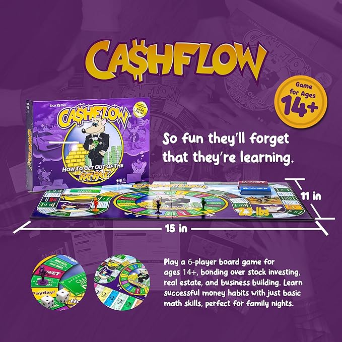 Rich Dad CASHFLOW Board Game Educational Business &amp Finance Literacy Game Ages 14 &amp Up - Financial Learning Games for Kids Teens Adults and Family