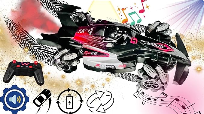 Formula Drift Car with Smoke LED Lights 360° Rotation and Sound with Ultimate Drifting Experience 14x7 (Red)