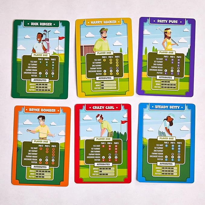 Hackers &amp Bombers Golf Themed Board Game - Play Golf Without Leaving The House - Play as Different Characters - Roll The Dice and Play The Course