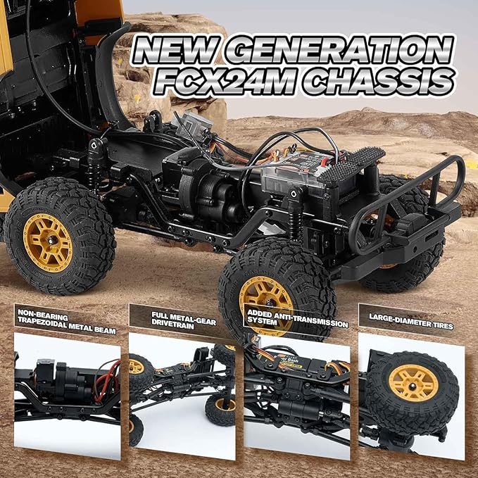 BEEZRC FMS 1/24 RC Crawler RTR FCX24M Land Rover Family Camel Trophy Edition Licensed RC Model 4WD RC Rock Truck 2.4Ghz Hobby Grade RC Car Model Mini Off Road Vehicle with Battery (Range Rover)
