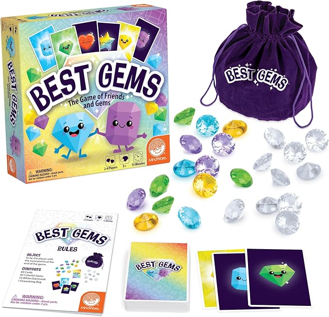 MindWare Best Gems Family Game for 5 Year Olds and up - Match Giant Gems to Earn Points 2 to 4 Players