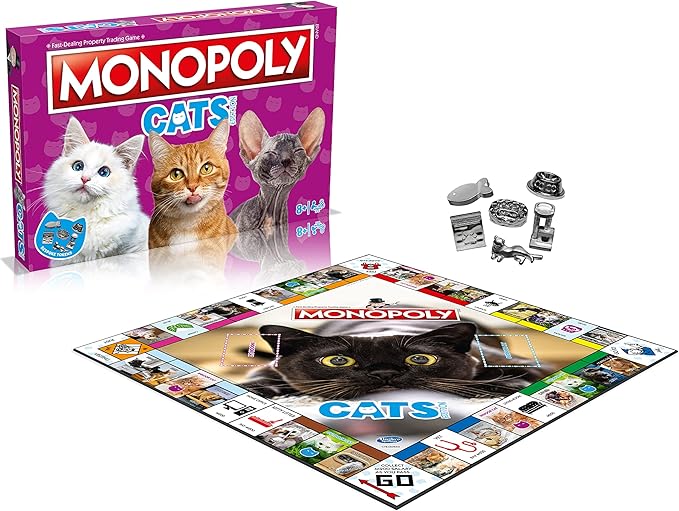Cats Monopoly Board Game English Edition Play with Your Favourite felines with Bespoke Tokens and Trade Your Way to Success Fun Family Board Game for Ages 8 and up