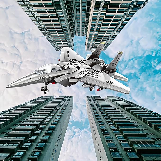 Military F-15 Eagle Fighter Jet Compatible with Lego 270 Pieces Toy Plane for Kids 10+ and Adults Army Airplane Toys for Military Fans