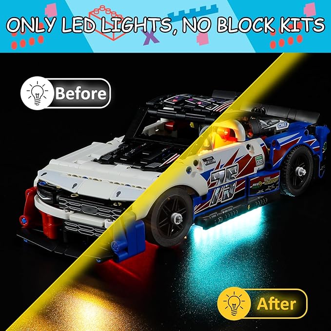 LED Light Kit for Lego 42153 Technic NASCAR Next Gen Chevrolet Camaro ZL1 Set Compatible with Lego 42153 Building Blocks Model(Not Include Blocks Set)