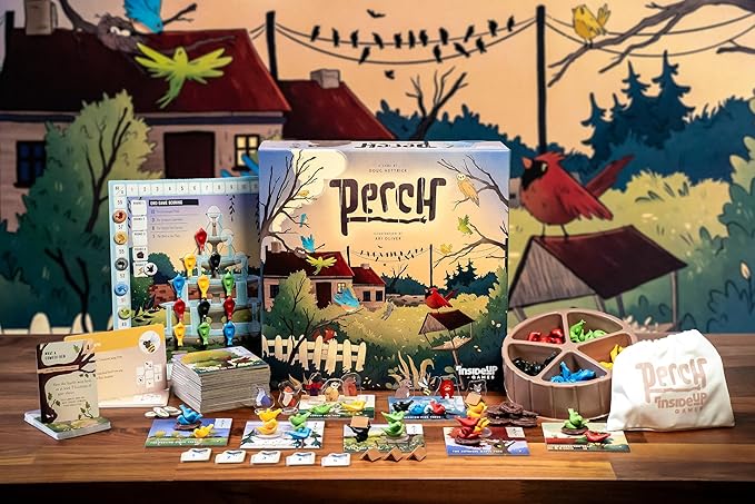 Inside Up Games Perch | Fast-paced Interactive Battle of The Birds |Area Control Unique Bag Building with a Bold Table Presence| for 2 to 5 Players | 45-60 Minute Playtime