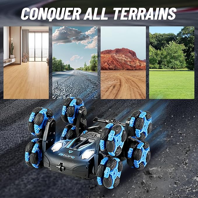 8WD Remote Control Stunt Car with Music Light Mist Spray RC Drift Car Toys for Kids 6+ 2.4GHz Remote Double Sided Driving 360° Spins Off-Road Stunt Vehicle Birthday Gifts for Boys Girls