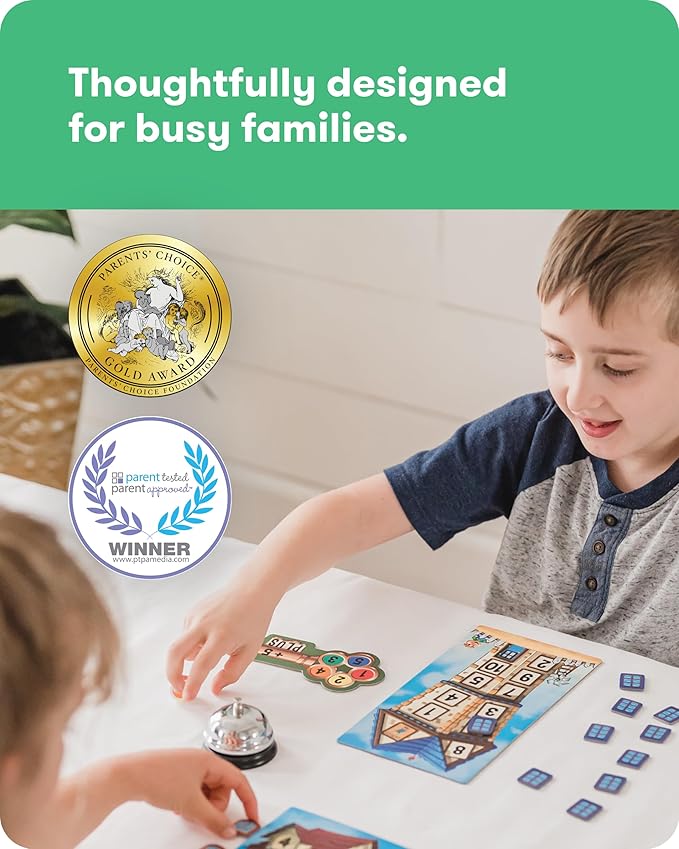 SimplyFun Math Room - Educational Game - Quick Thinking &amp Fun Games for Kids Ages 5 &amp Up - Fast Solving Addition &amp Subtraction Game - 2 to 4 Players