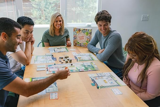 Stonemaier Games: Stamp Swap by Paul Salomon | A Competitive Stamp Collecting Strategy Board Game for Adults &amp Family | Curate the Most Well-Focused &amp Beautiful Stamp Collection | 1-5 Players