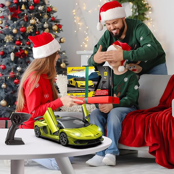Lamborghini Remote Control Car Officially Licensed 1:14 Lambo RC Car for Boys Girls Birthday Gift Green Toys for 3 4 5 Years Old（Green）
