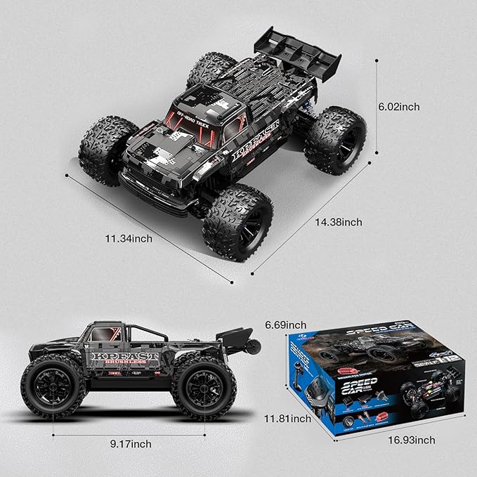 1/12 Brushless Fast RC Car for Adults 4WD Electric Off-Road RC Monster Truck 60KM/H High Speed RC Car W/Hobbywing ESC Flysky FS-G4P 3S Lipo for Hobby RTR Toy Gifts
