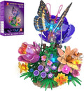 JMBricklayer Butterfly Building Set with Light for Adults Botanical Flowers Collection Building Blocks Set Creative Birthday Valentine's Day Gift for Women Mom Girlfriend Wife