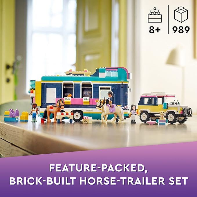 LEGO Friends Horse Show Trailer 41722 Horse Toy for 8 Plus Year Old Girls and Boys with 2 Horses SUV Car and Riding Accessories Animal Playset Gift idea