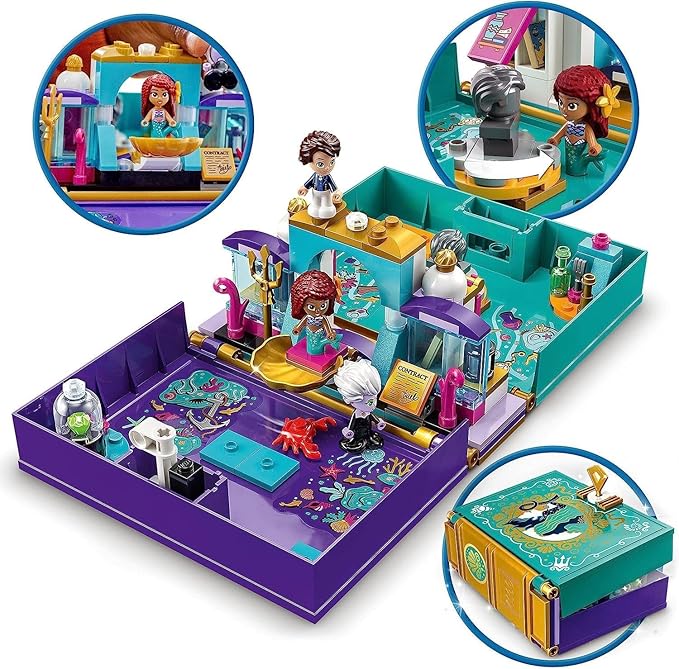 LEGO Disney Princess The Little Mermaid - Story Book Building Kit with Disney Princesses Gift for Children from 5 Years with Ariel Prince Eric and Ursula Plus Crab Figure by Sebastian 43213