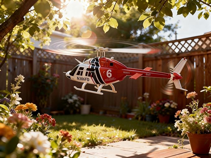 C138 206 Remote Controlled Helicopter Aircraft Plane RC Heli Aileronless 6CH 6-Axis Gyroscope Altitude Hovering Add Optical Flow Localization 2Battery for Adults Beginners (Red)