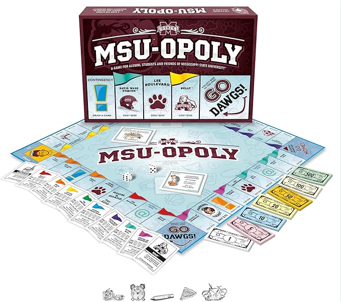 Late for the Sky Mississippi State University Opoly Board Game for 2–6 Players Ages 12+ College Campus Theme Family Strategy Party Game