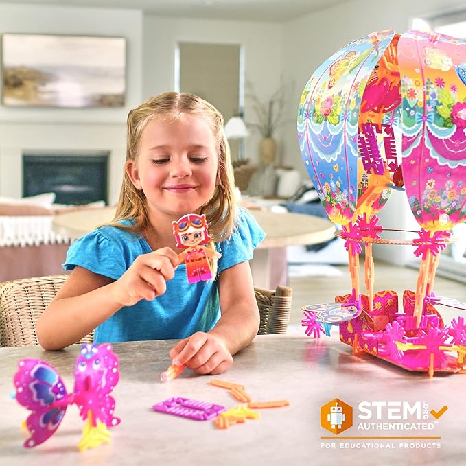 Butterfly Hot Air Balloon | Build-Your-Own Magical Adventure Play Set Kids 3D Puzzle Toy - STEM Girl Toys Ages 6-7 and Up (135+ Pieces)
