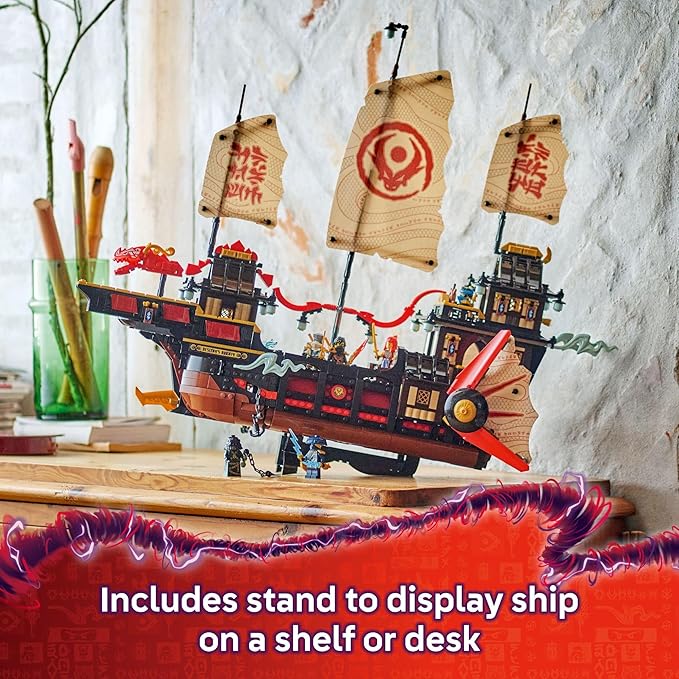LEGO NINJAGO The Temple Bounty Building Toy - Multi-Level Boat W/6 Ninja Toy Minifigures for Kids Ages 14+ - Model Building Kit with Display Stand - Dragons Rising Gift for Teen Boys &amp Girls - 71