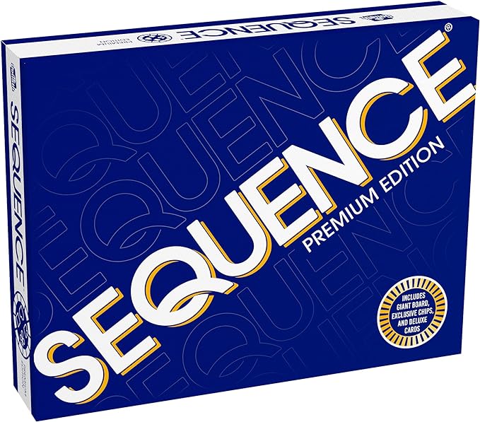 Sequence Premium Edition - Stunning Set with Giant Board (20.25 x 26.25 inches) Exclusive Chips and Deluxe Cards by Goliath Blue for Ages 7+