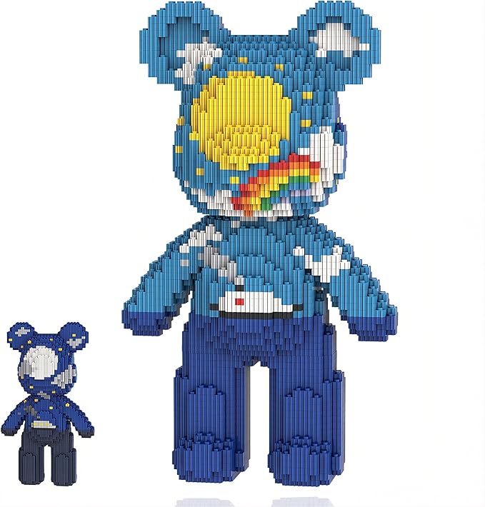 12.6 Starry Sky Teddy Blocks Bear Building Bricks Set - Micro DIY Craft Kit for Adults - Collectible Decor for Office livingroom Book Shelf - Screen-Free Stress Relief Gift Idea