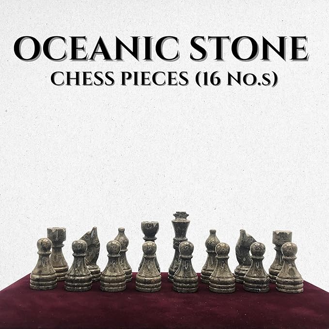Handcrafted Premium Marble Chess Pieces Set – Elegant 32-Piece Replacement for 12-15 Inch Chess Boards Storage Box (Verona and Grey)