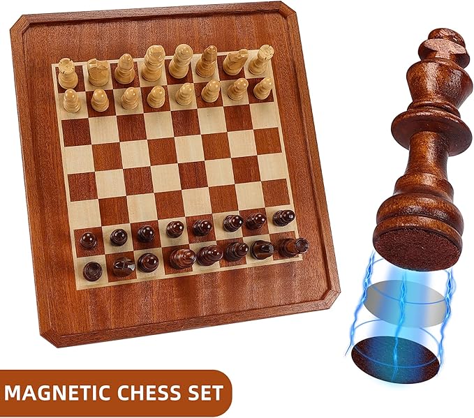 2 in 1 Magnetic Chess Set &amp 72 Marbles Chinese Checkers Board Game Set 12 Wooden Board Game with Storage Drawer Portable Travel Board Games for Adults Kids and Beginners