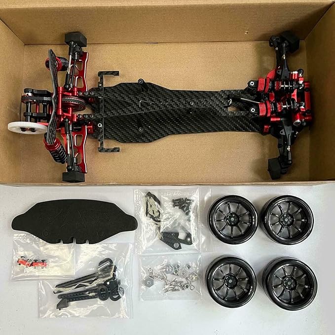 Alloy Carbon CF Chassis D5S Frame Kit Remodel Belt Drive Version 1/10 2Rear-Wheel Drift Car (Pink)