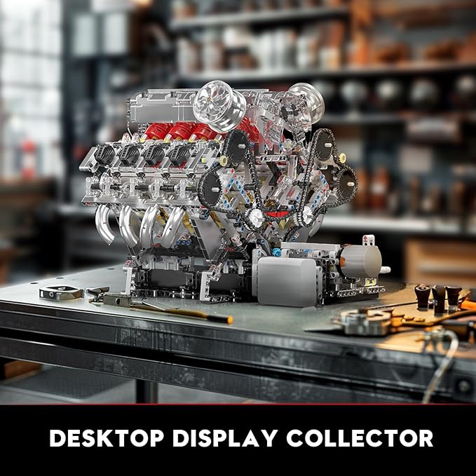 Mould King 10219 V8 Engine Model Kit - Build Your Own Supercar Model Engine STEM Engineering Building Blocks Sets with Motor 8-Cylinder Engine Building Kits for Teens Adults(2718 Pieces)
