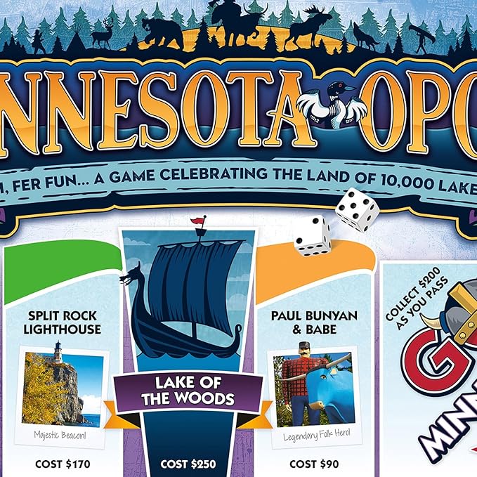 Late for The Sky Minnesota-Opoly Board Game State-Themed Family Strategy Game Night for 2-6 Players Ages 8+ Traditional or 1-Hour Play Land of 10000 Lakes Fun