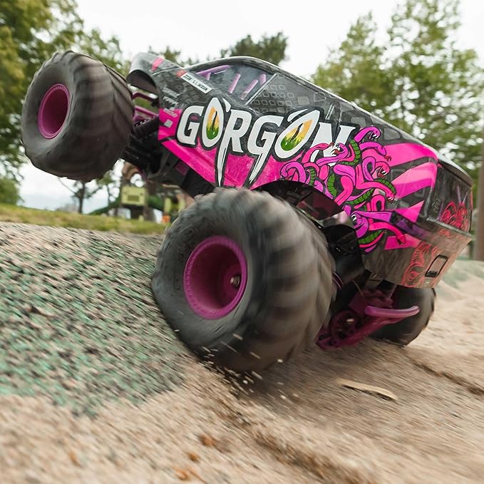 ARRMA RC Truck 1/10 Gorgon 2 Wheel Drive RTR Brushed Monster Truck Battery &amp Charger Included Purple ARA3230ST4