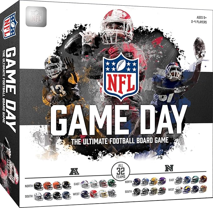 Masterpieces NFL Game Day: The Ultimate Football Board Game – Officially Licensed with All 32 Teams Ages 9+ 2-4 Players Fun for Family Game Night or Parties