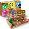 Connect War - 4 in a Row Table Top Game for 2-6 Players Handcrafted Wooden Games for Family and Group Play Four in a Row Wood Game