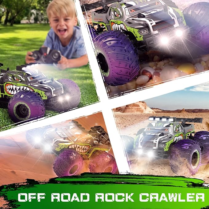 Remote Control Car for KidsHigh Speed 20 KM/H RC Cars ToysOff-Road with 2 Headlights and 2 Rechargeable Battery RC TruckDinosaur Toys Gift for Adult Boys Girls 8-12