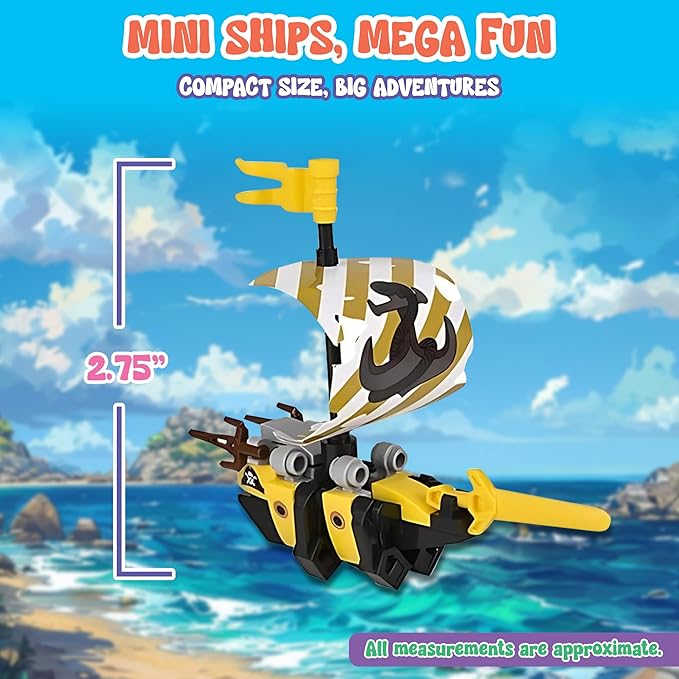 Forest &amp Twelfth Building Block Pirate Ship Toy Set Toy Building Sets for Boys and Girls Fun Build a Boat Set to Promote Creative Thinking Great as Pirate Party Favors Birthday Gifts (Set of 12
