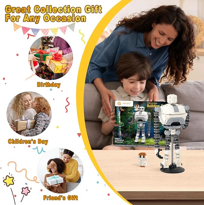 Wildarness Robot &amp Brightbill Building Set for Boys Age 6+ Wild Adventure Cartoon Robot Action Figure Model Toy Movie Fans Creative Collection Gifts for Christmas Birthday Children's Day 365 Pc