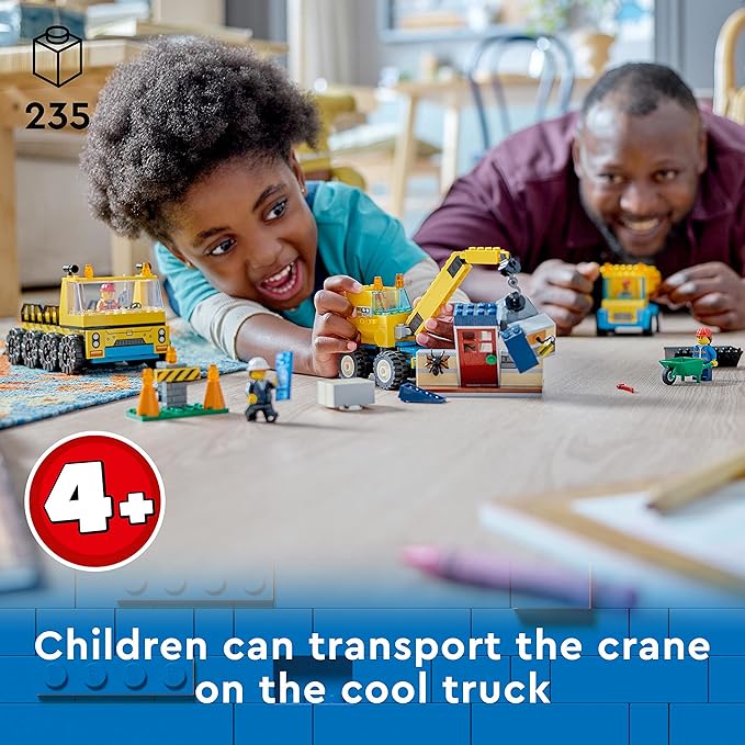 Lego 60391 City Camiones de Construcción y Grúa con Bola de Demolición Excavadora de Juguete Camión Basculante y Vehículos de Transporte Set de Aprendizaje para Niños y Niñas a Partir de 4 Años