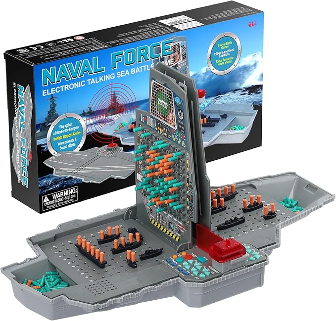 Talking Sea Battle Board Game with Light and Sound Effects Electronic Naval Battle Strategy Game with 200 Preset Ships Layout Logicality Training 1-2 Players Family Board Game (Gray)