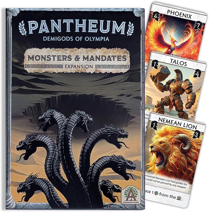 Monsters &amp Mandates Expansion for Pantheum by Archwood Games | 3 Modular Add-Ons with New Demigods Monsters &amp Mandate Missions | Strategy Expansion for Ages 12+ | 1–4 Players | 45–60 Min Play