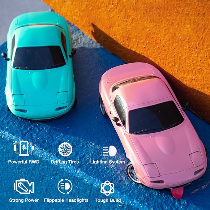 1/18 RC Drift Car LD1804 Mini Mazda MX-5 Remote Control High Speed Drifting Car RTF 2.4GHz RWD Miata RC Vehicles with Gyro LED Lights for Toy Gifts