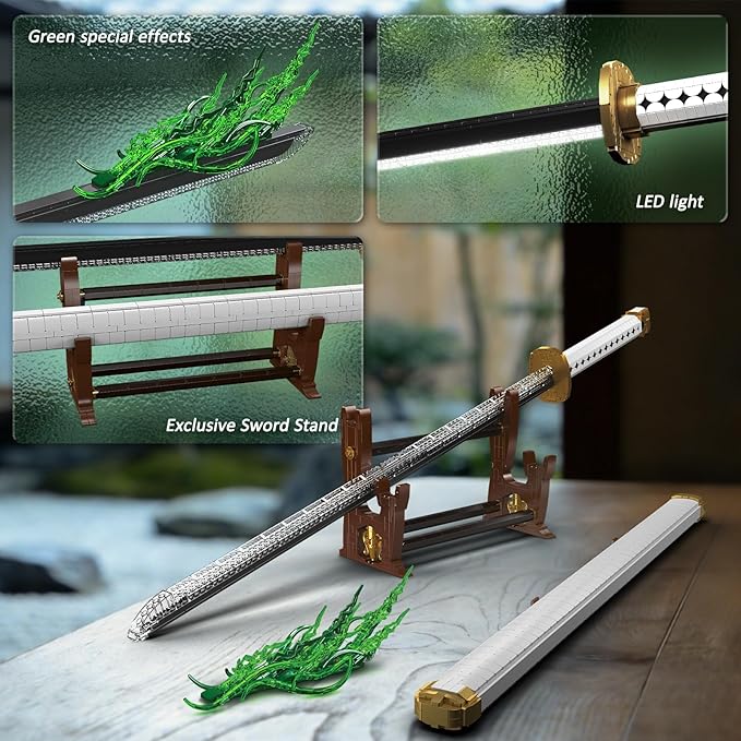 Mould King 10258 Wado Ichimonji Katana Sword 1674 Piece Collector Anime Display Model with Stand Japanese Katana Building Kit for Fans