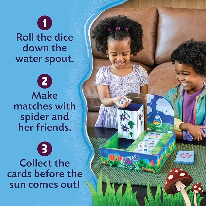 Peaceable Kingdom Down The Waterspout Cooperative Board Game – Preschool Matching Game for Kids – Teamwork &amp Social Skills – Ages 3+ 2–4 Players